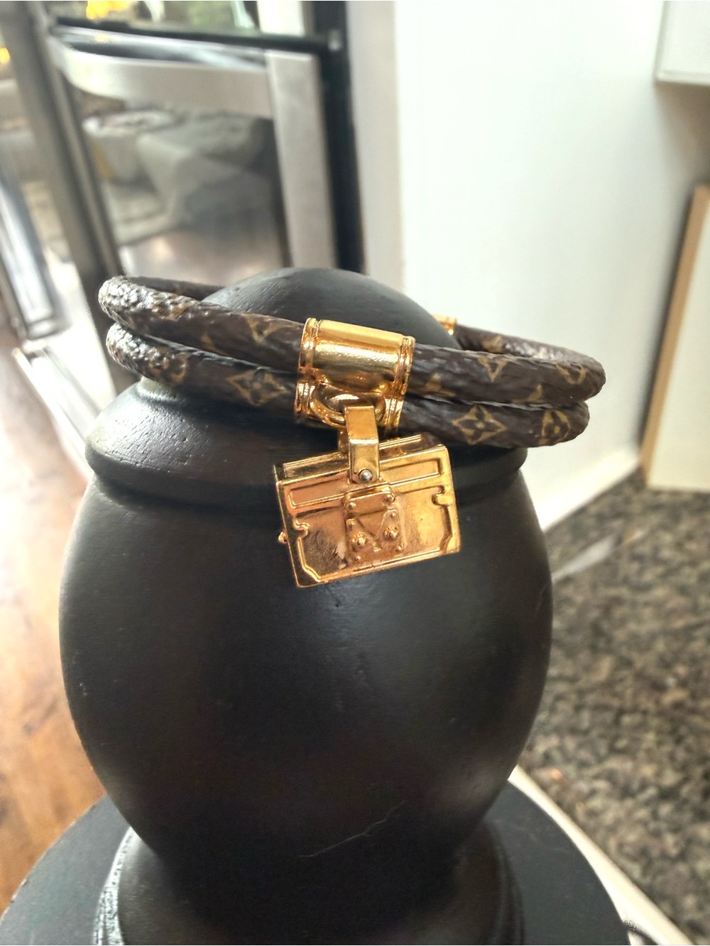 LOUIS VUITTON Brown Monogram Gold Charm Bracelet - Picture 4 of 4